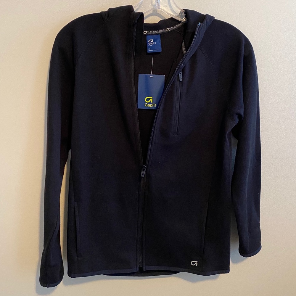 Gap Fit Black Zip Up Hooded Sweatshirt